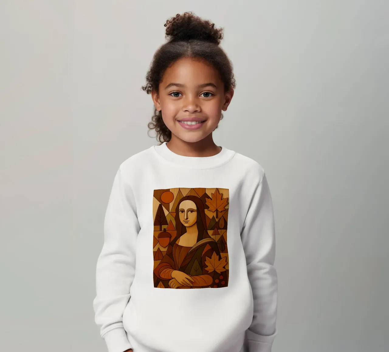 Monna Lisa in legno intagliato felpa bambino da ARTOMATIC