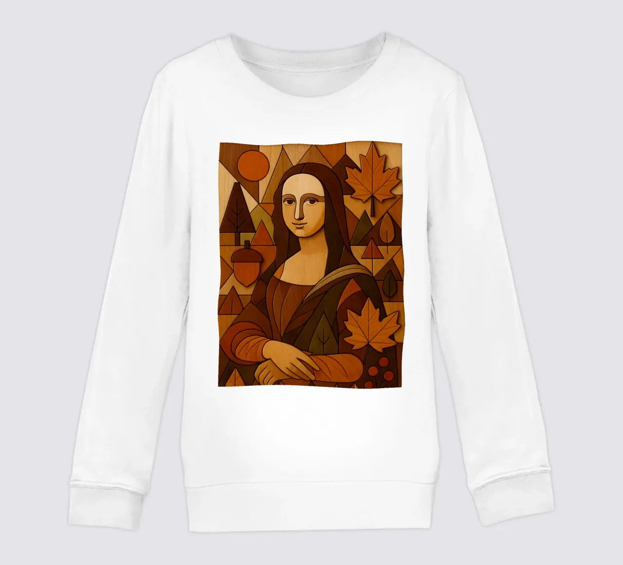 Monna Lisa in legno intagliato felpa bambino da ARTOMATIC
