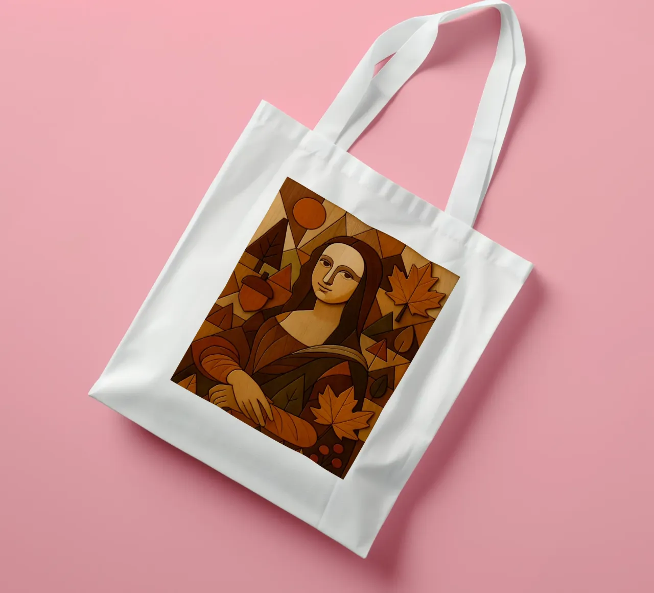 Monna Lisa in legno intagliato borsa in juta da ARTOMATIC