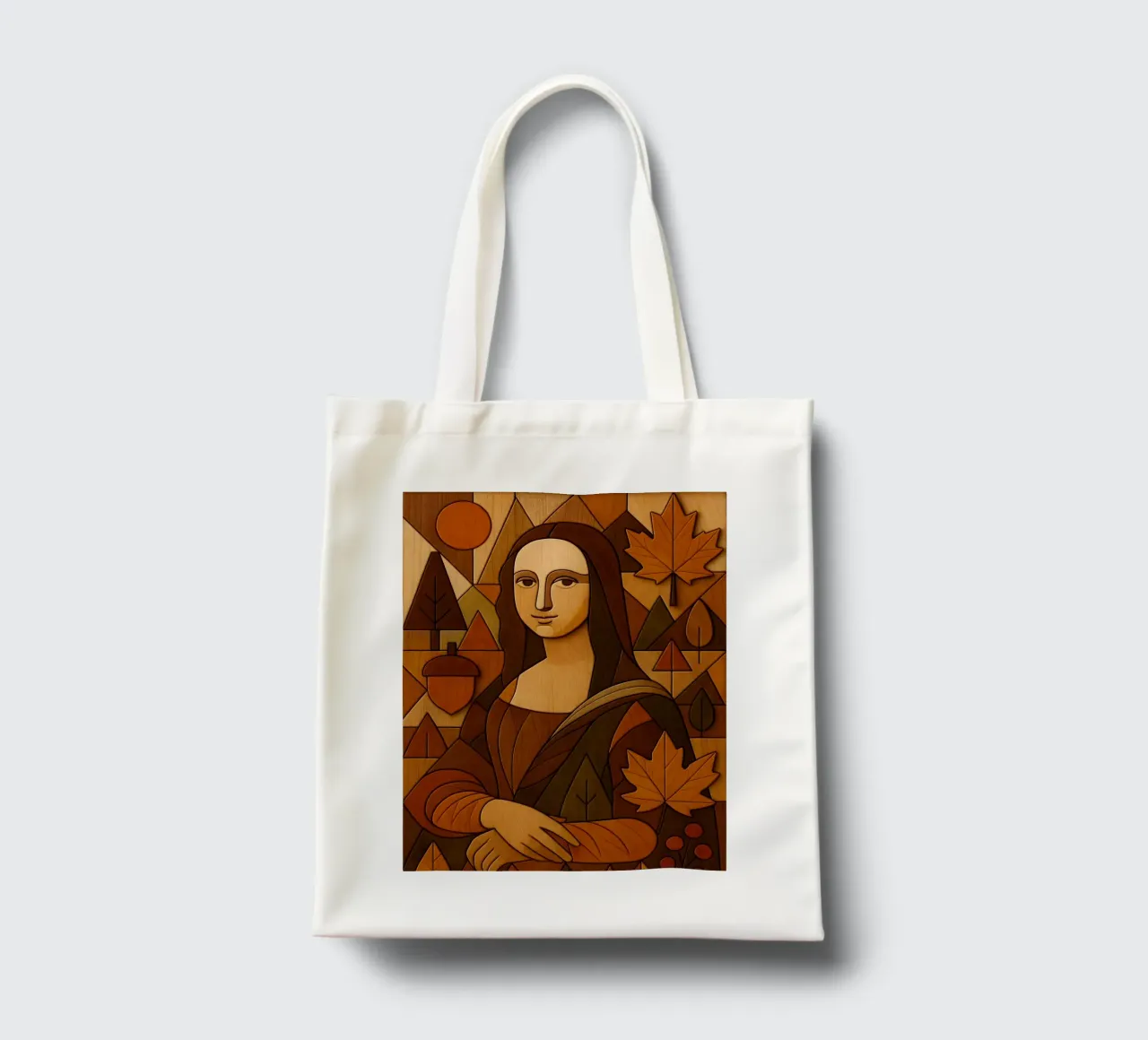Monna Lisa in legno intagliato borsa in juta da ARTOMATIC