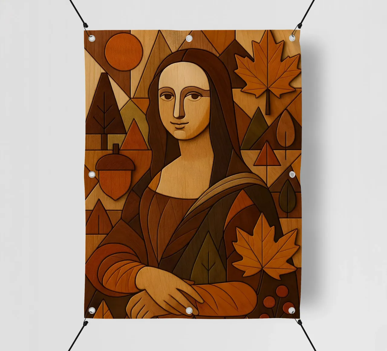Monna Lisa in legno intagliato telo in pvc da ARTOMATIC