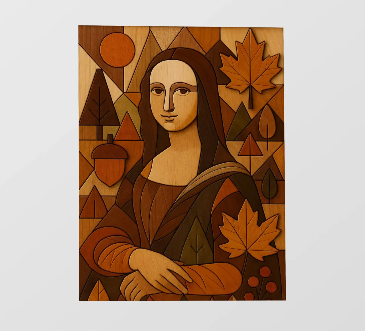 Monna Lisa in legno intagliato telo in pvc da ARTOMATIC
