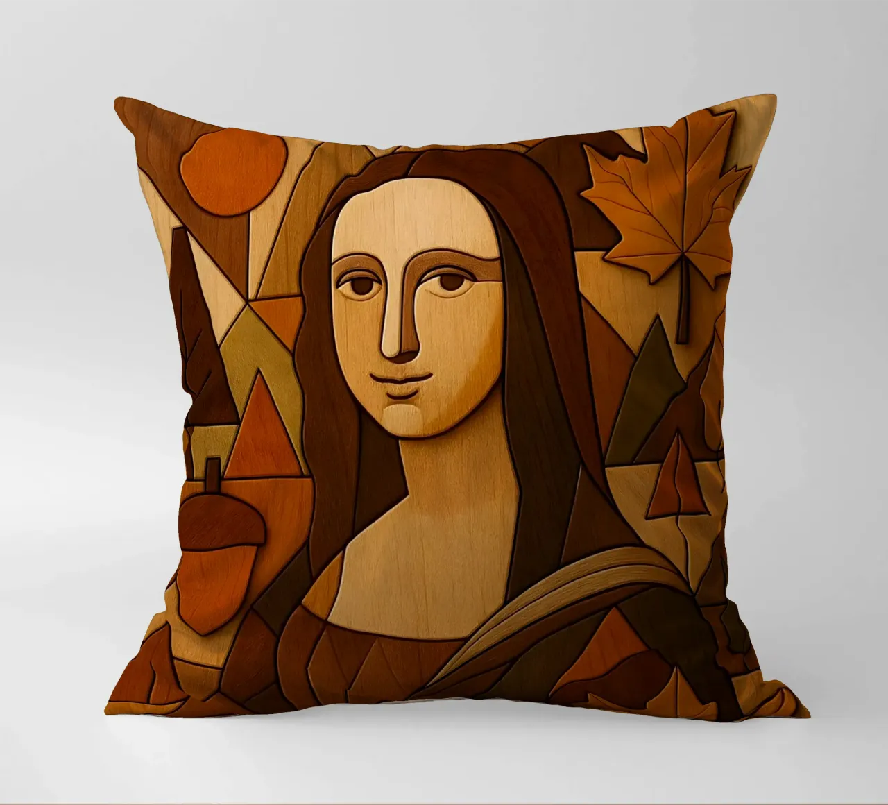 Monna Lisa in legno intagliato cuscino da ARTOMATIC