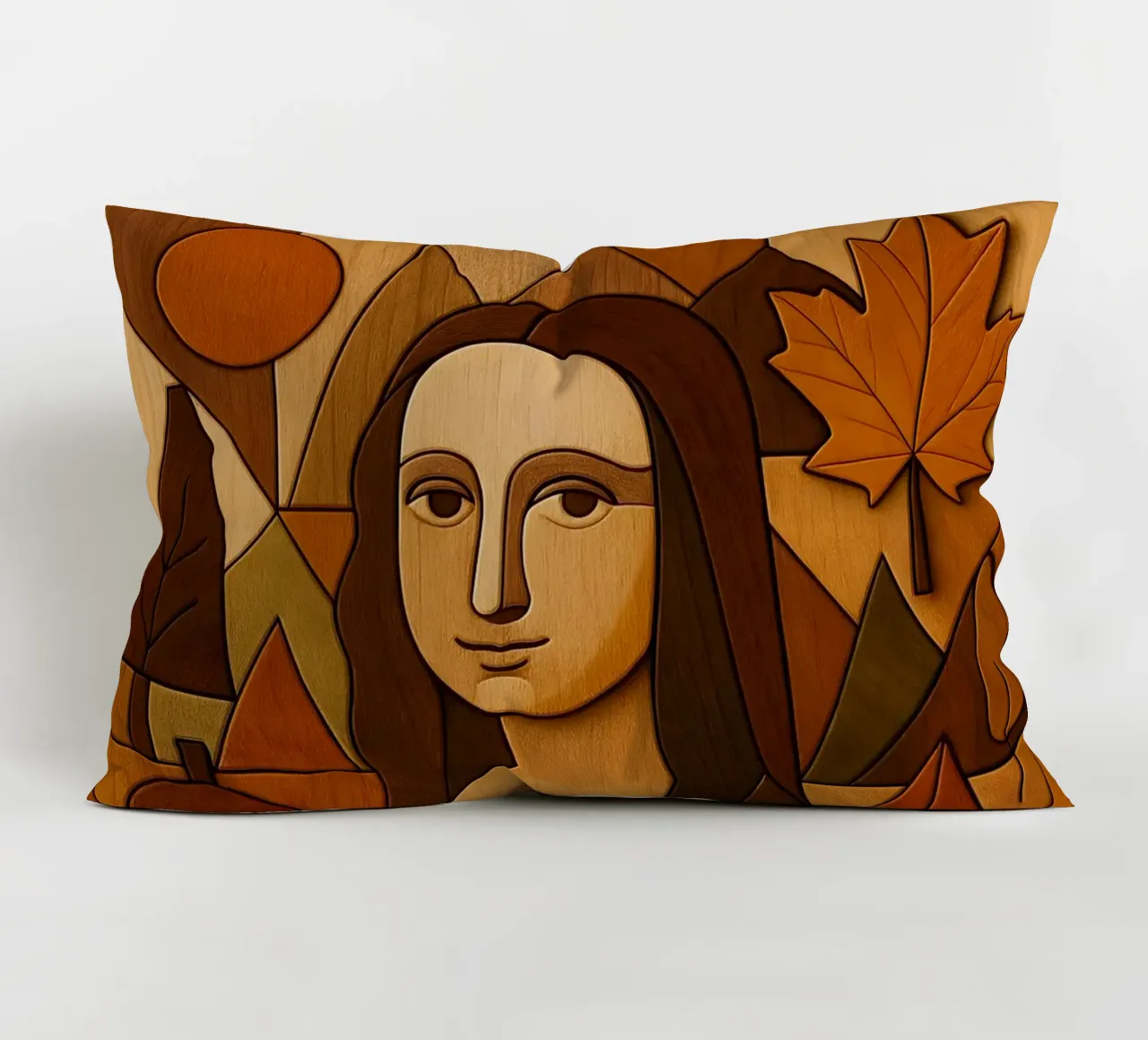Monna Lisa in legno intagliato cuscino da ARTOMATIC