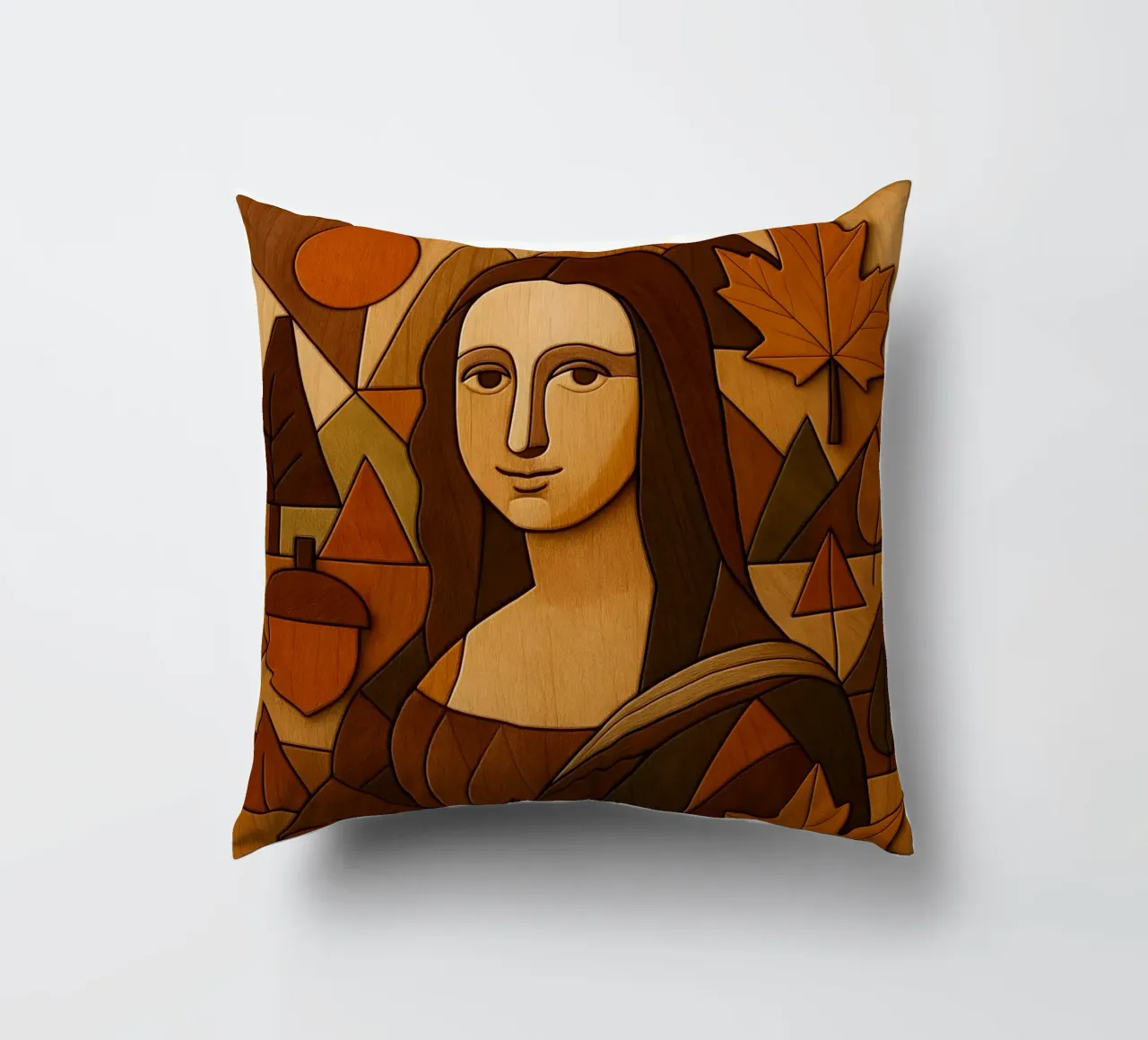 Monna Lisa in legno intagliato cuscino da ARTOMATIC