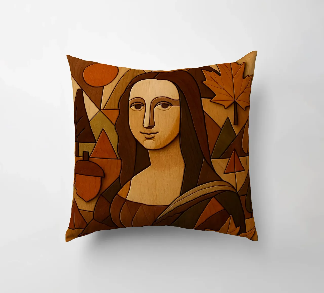 Monna Lisa in legno intagliato cuscino da ARTOMATIC