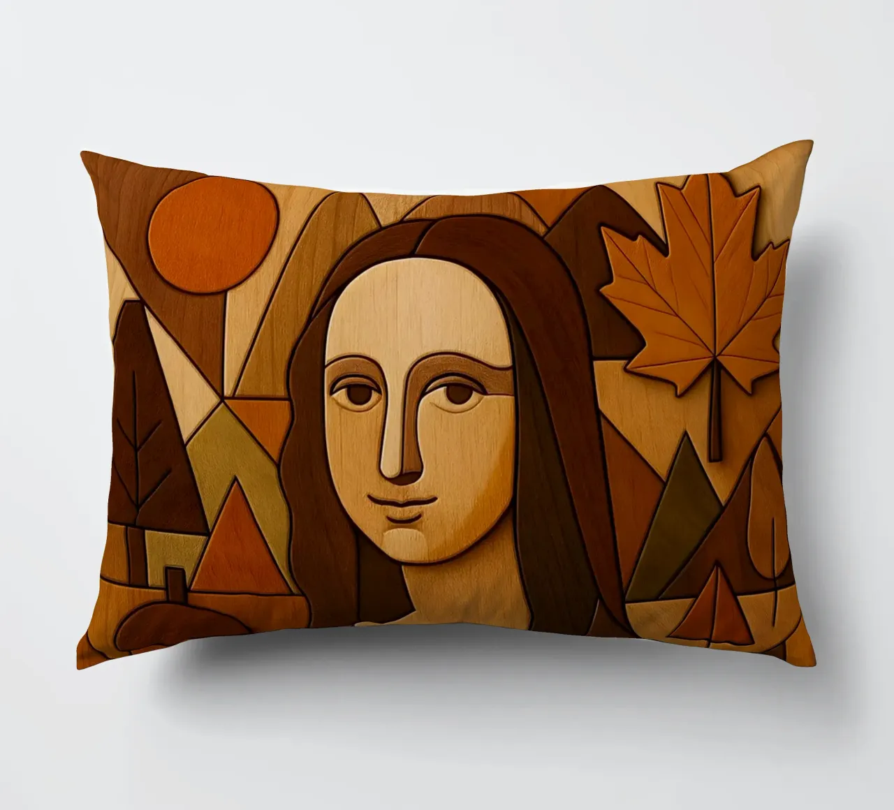 Monna Lisa in legno intagliato cuscino da ARTOMATIC