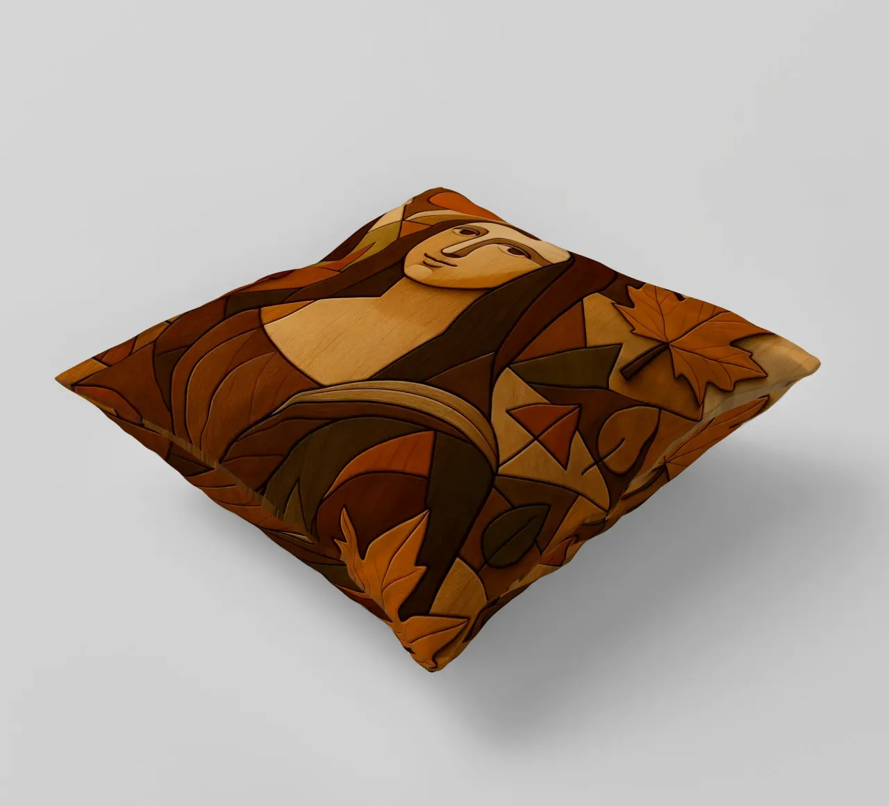 Monna Lisa in legno intagliato cuscino da ARTOMATIC