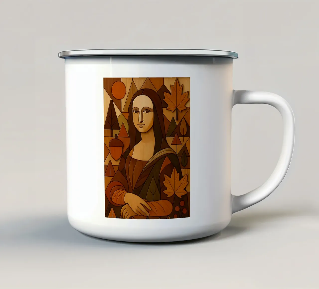 Monna Lisa in legno intagliato tazza in smalto da ARTOMATIC