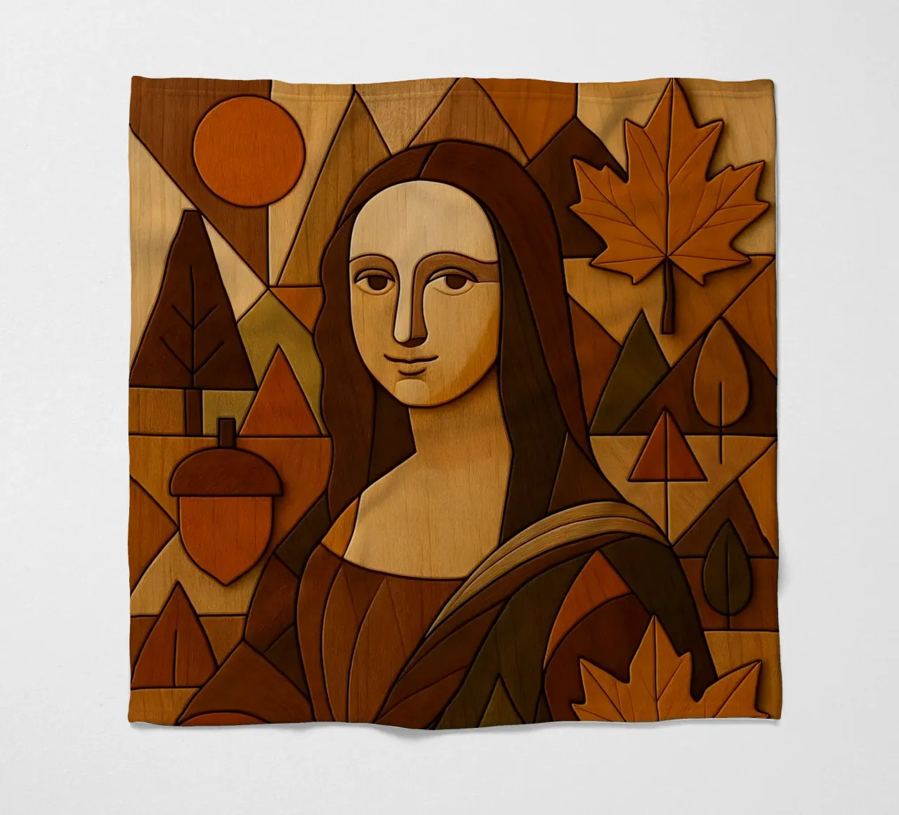 Monna Lisa in legno intagliato coperta in pile da ARTOMATIC
