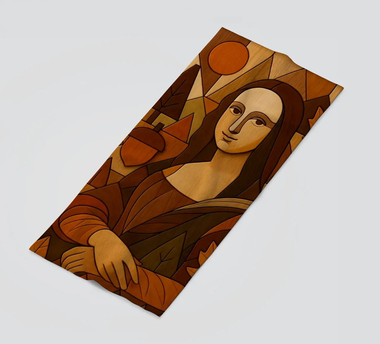 Monna Lisa in legno intagliato telo mare da ARTOMATIC
