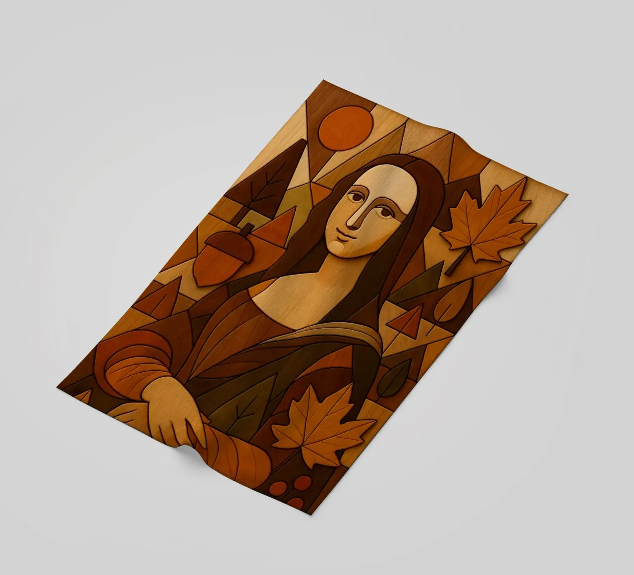 Monna Lisa in legno intagliato telo mare da ARTOMATIC