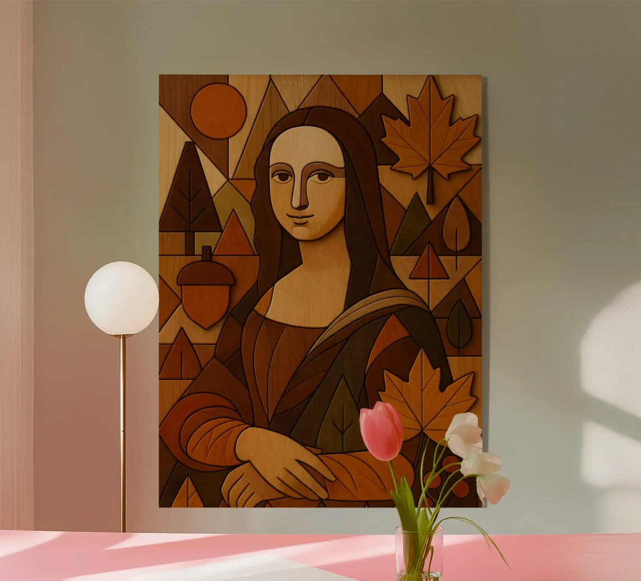 Monna Lisa in legno intagliato plexiglass da ARTOMATIC