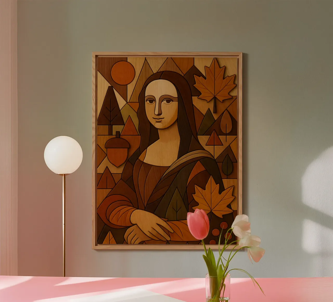 Monna Lisa in legno intagliato alluminio dibond da ARTOMATIC