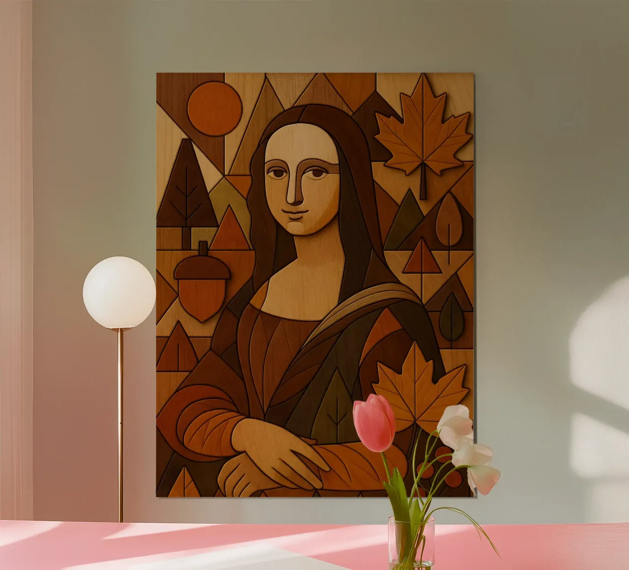 Monna Lisa in legno intagliato carta hahnemühle da ARTOMATIC