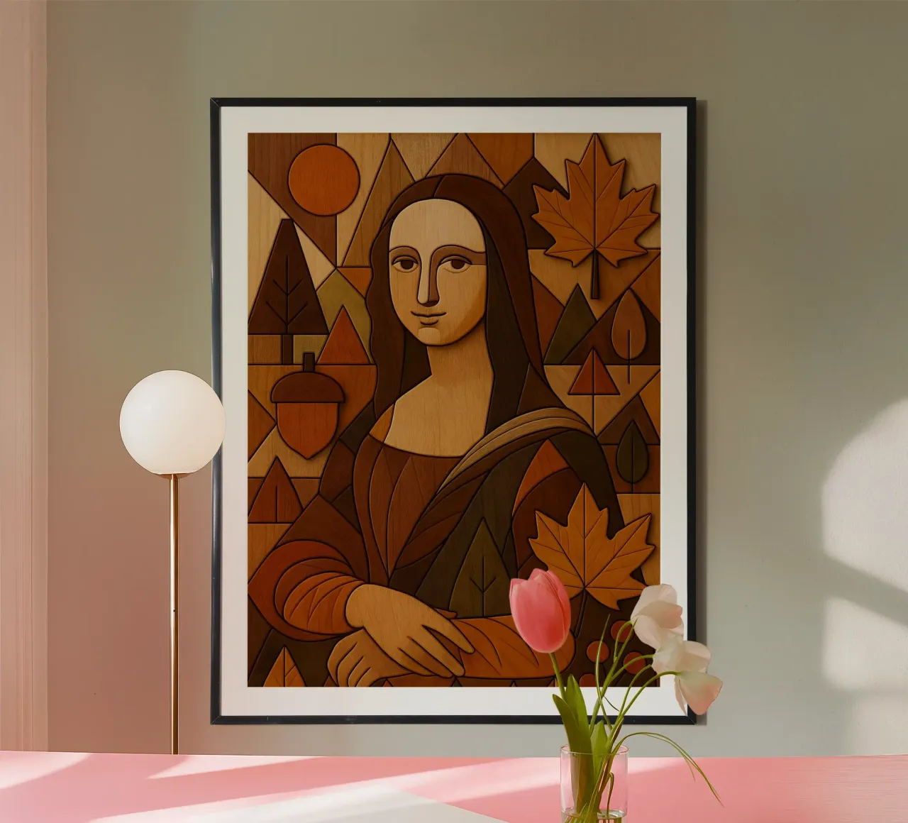 Monna Lisa in legno intagliato carta hahnemühle da ARTOMATIC