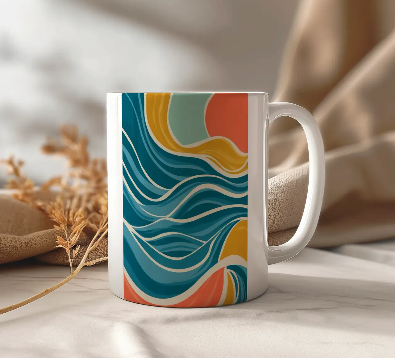 Sun pouring into the sea tazza in ceramica da Luca