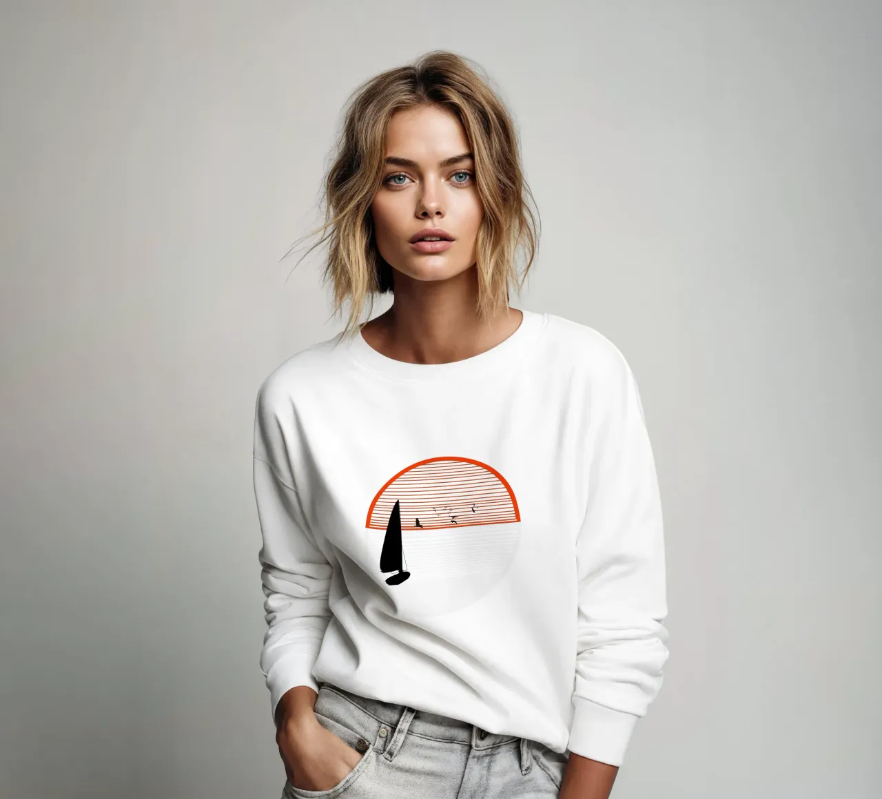 Two-tone sun with sail sweatshirt by LaylaOzFun