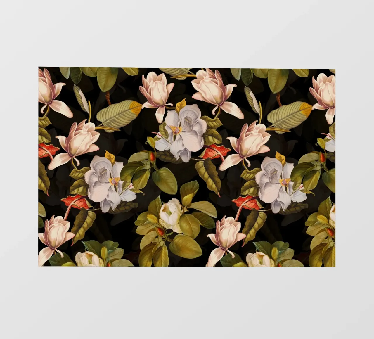 Giardino di magnolie di mezzanotte con fiori e foglie d'autunno pellicola backlit da Vintage World - Uta Naumann