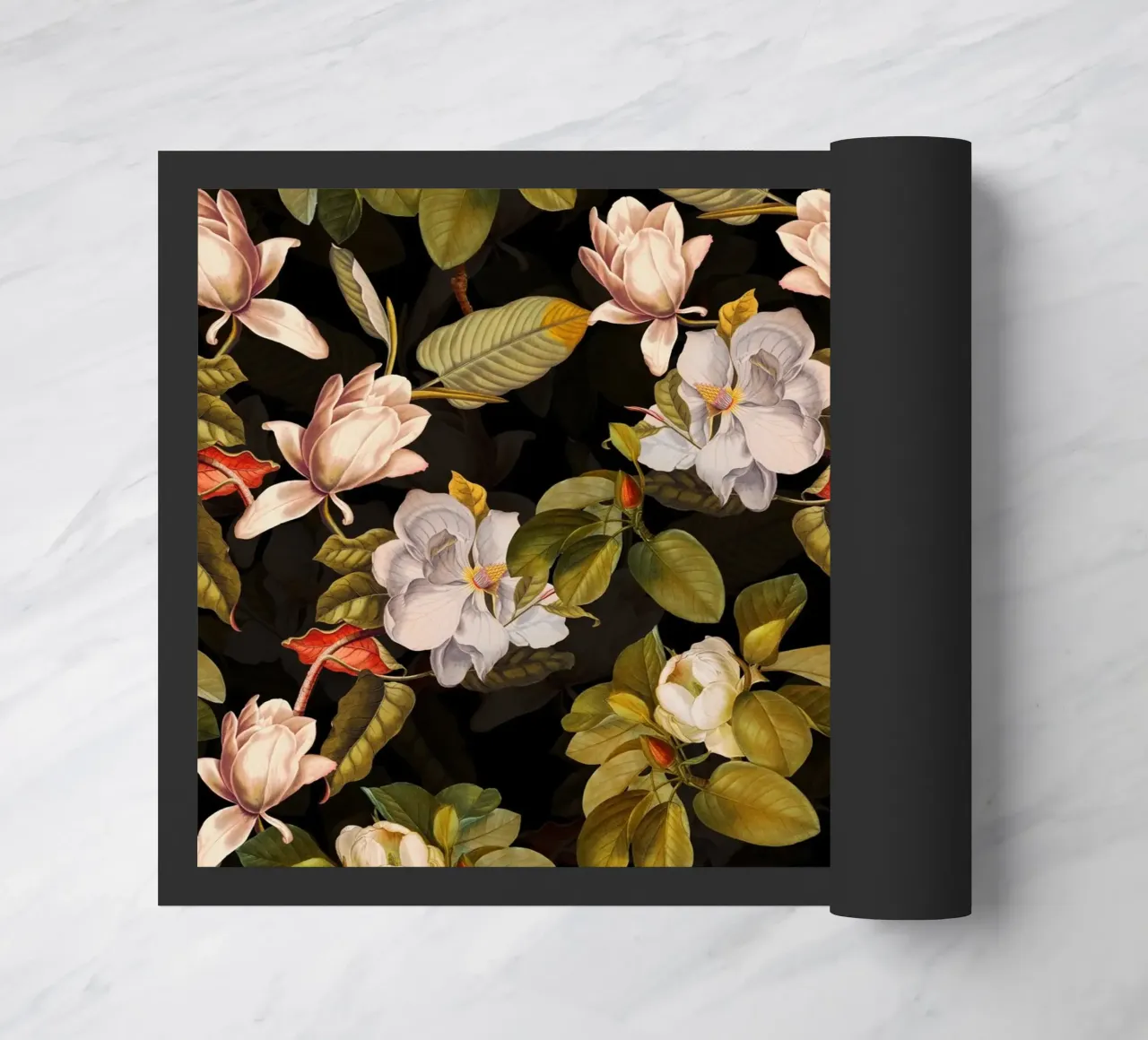 Giardino di magnolie di mezzanotte con fiori e foglie d'autunno zerbino da Vintage World - Uta Naumann