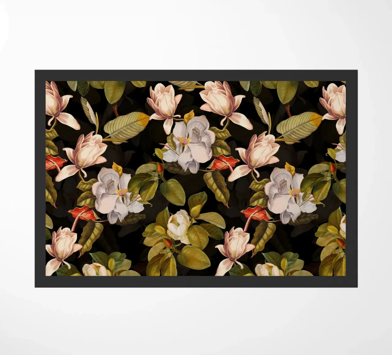 Giardino di magnolie di mezzanotte con fiori e foglie d'autunno zerbino da Vintage World - Uta Naumann