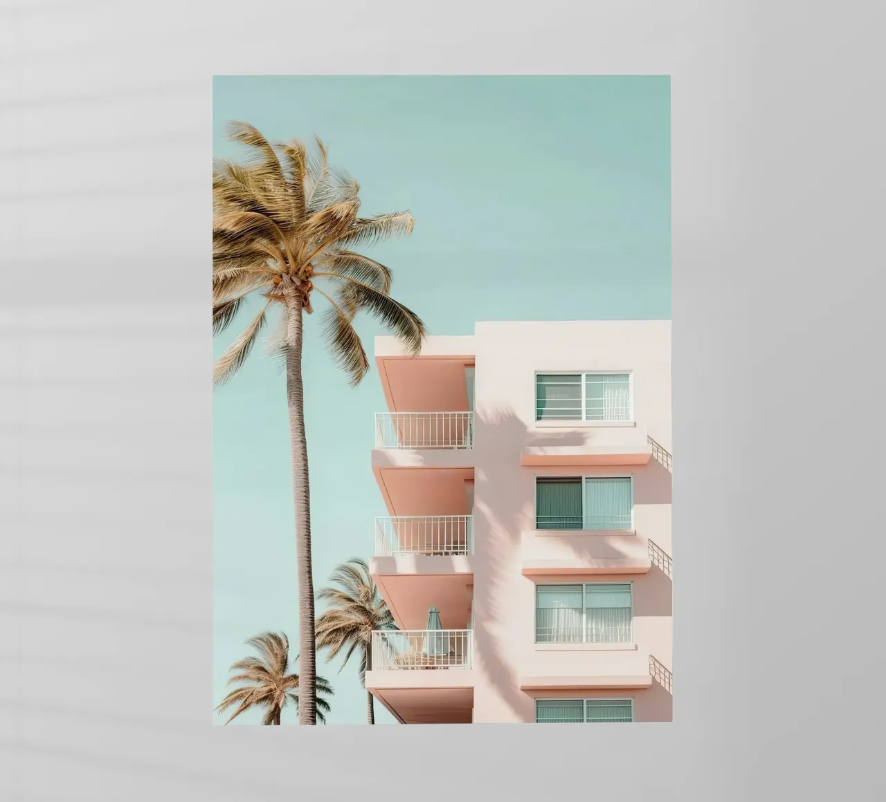 Pastel Pink Building With Palms Summer pellicola backlit da Leonard Barreiro