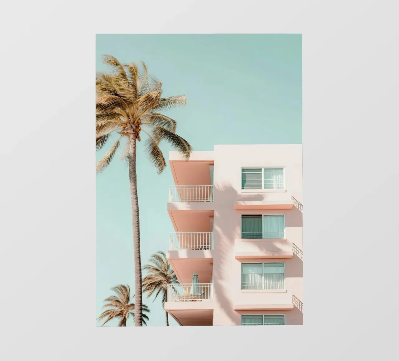Pastel Pink Building With Palms Summer pellicola backlit da Leonard Barreiro