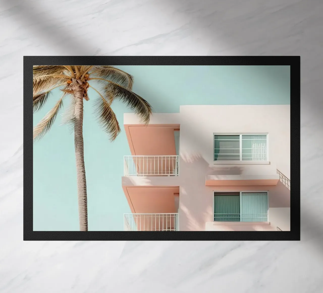 Pastel Pink Building With Palms Summer zerbino da Leonard Barreiro