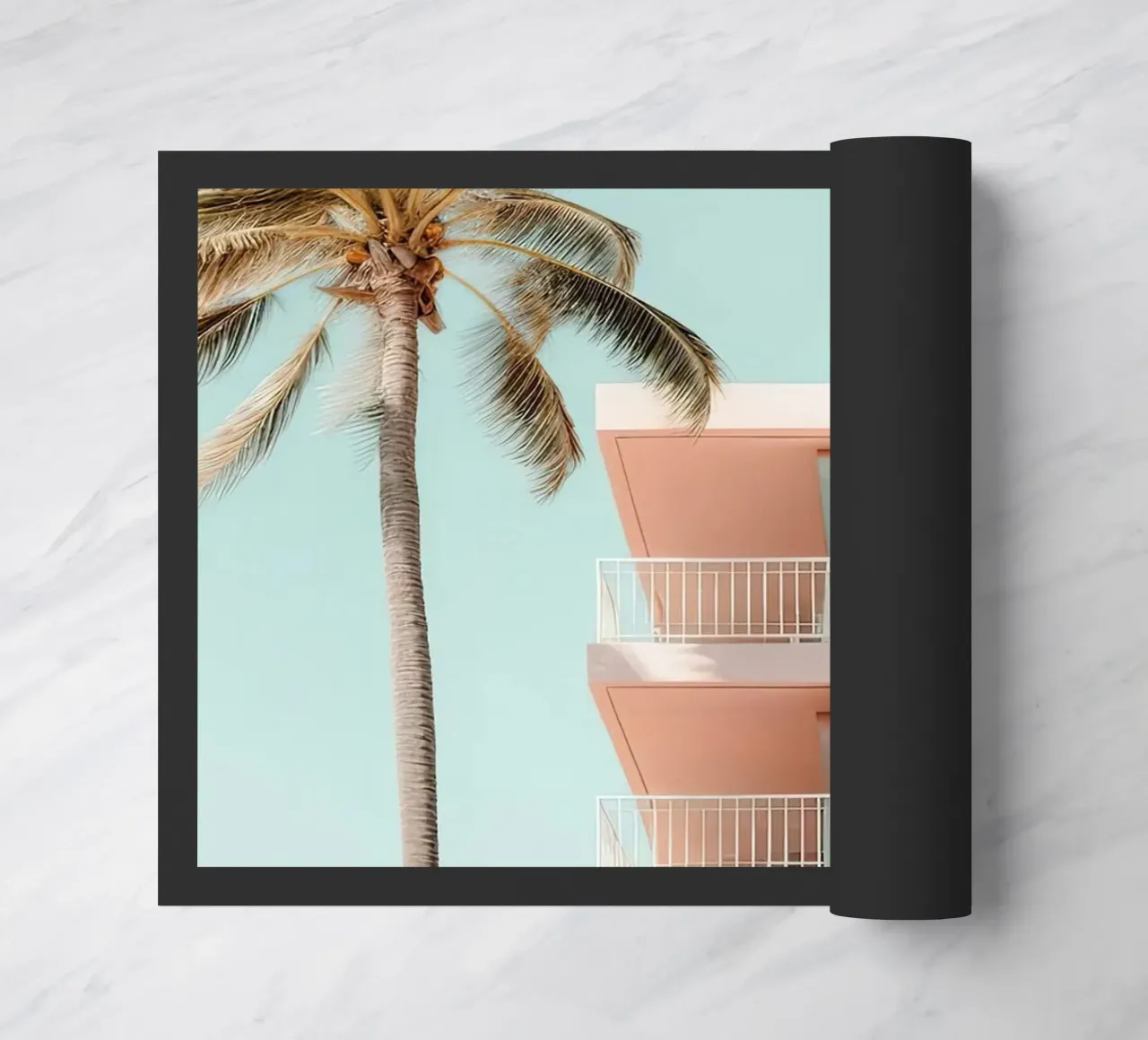 Pastel Pink Building With Palms Summer zerbino da Leonard Barreiro