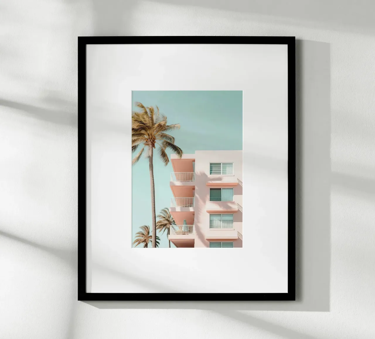 Pastel Pink Building With Palms Summer carta hahnemühle da Leonard Barreiro