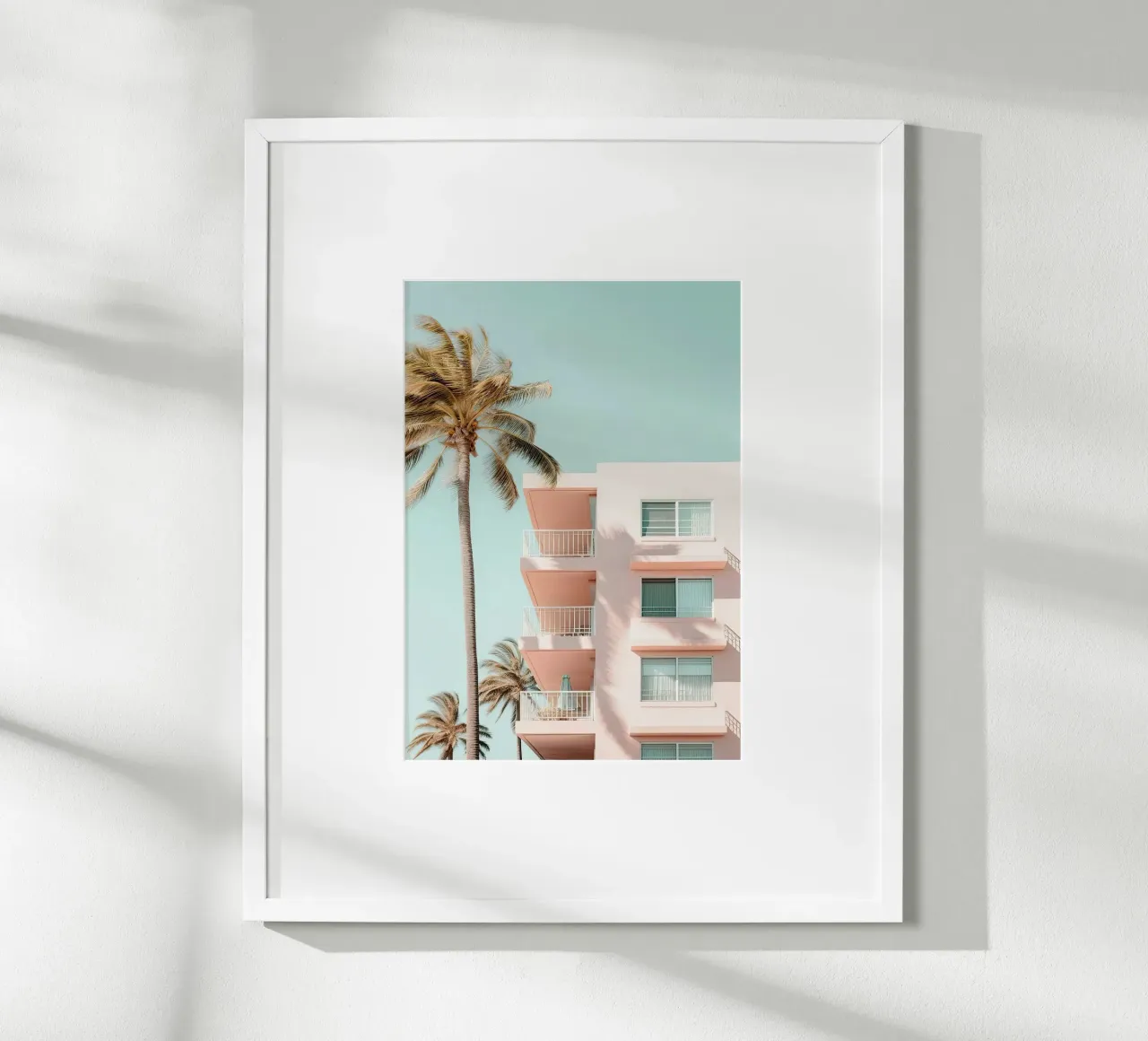Pastel Pink Building With Palms Summer carta hahnemühle da Leonard Barreiro