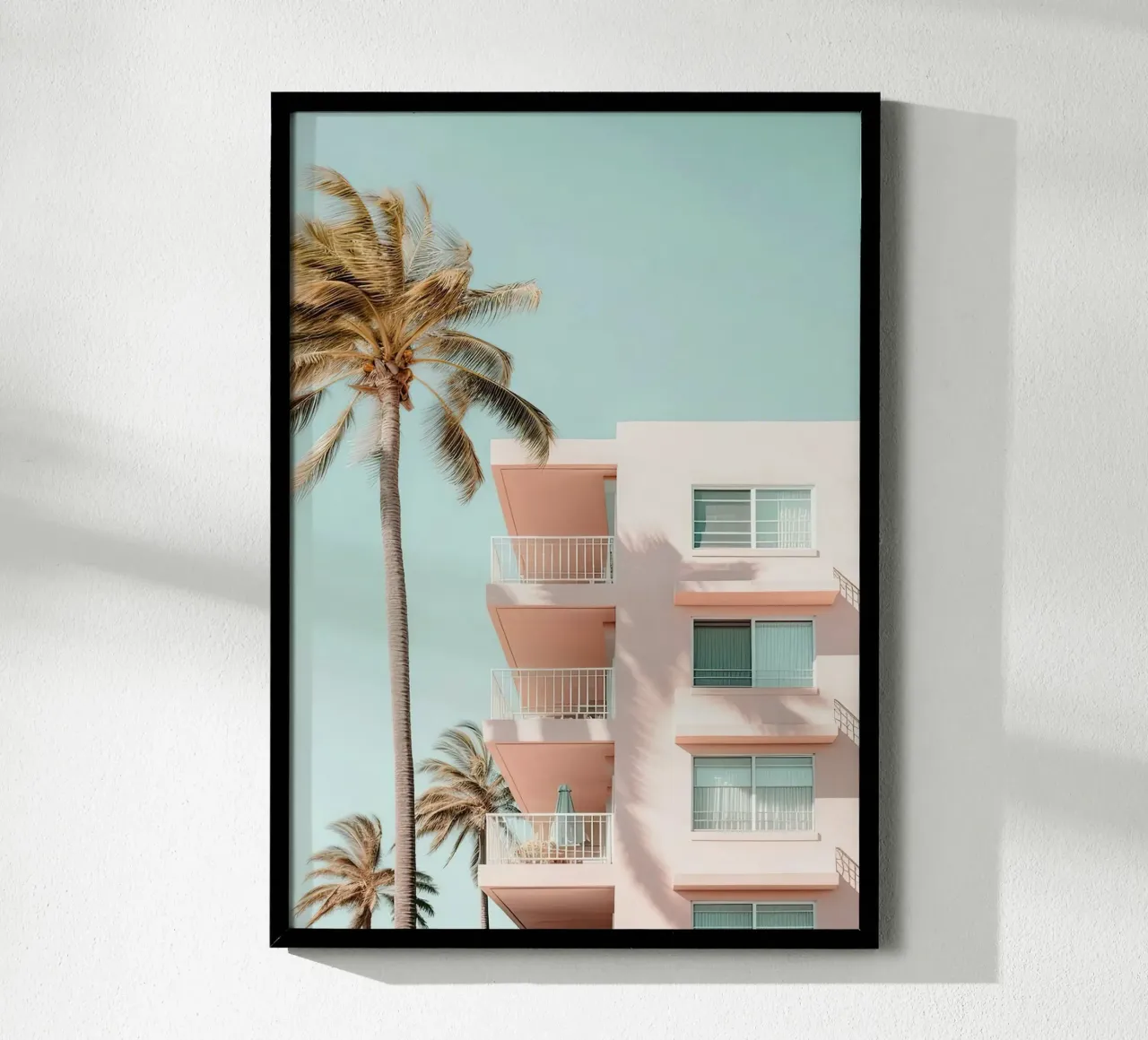 Pastel Pink Building With Palms Summer carta hahnemühle da Leonard Barreiro