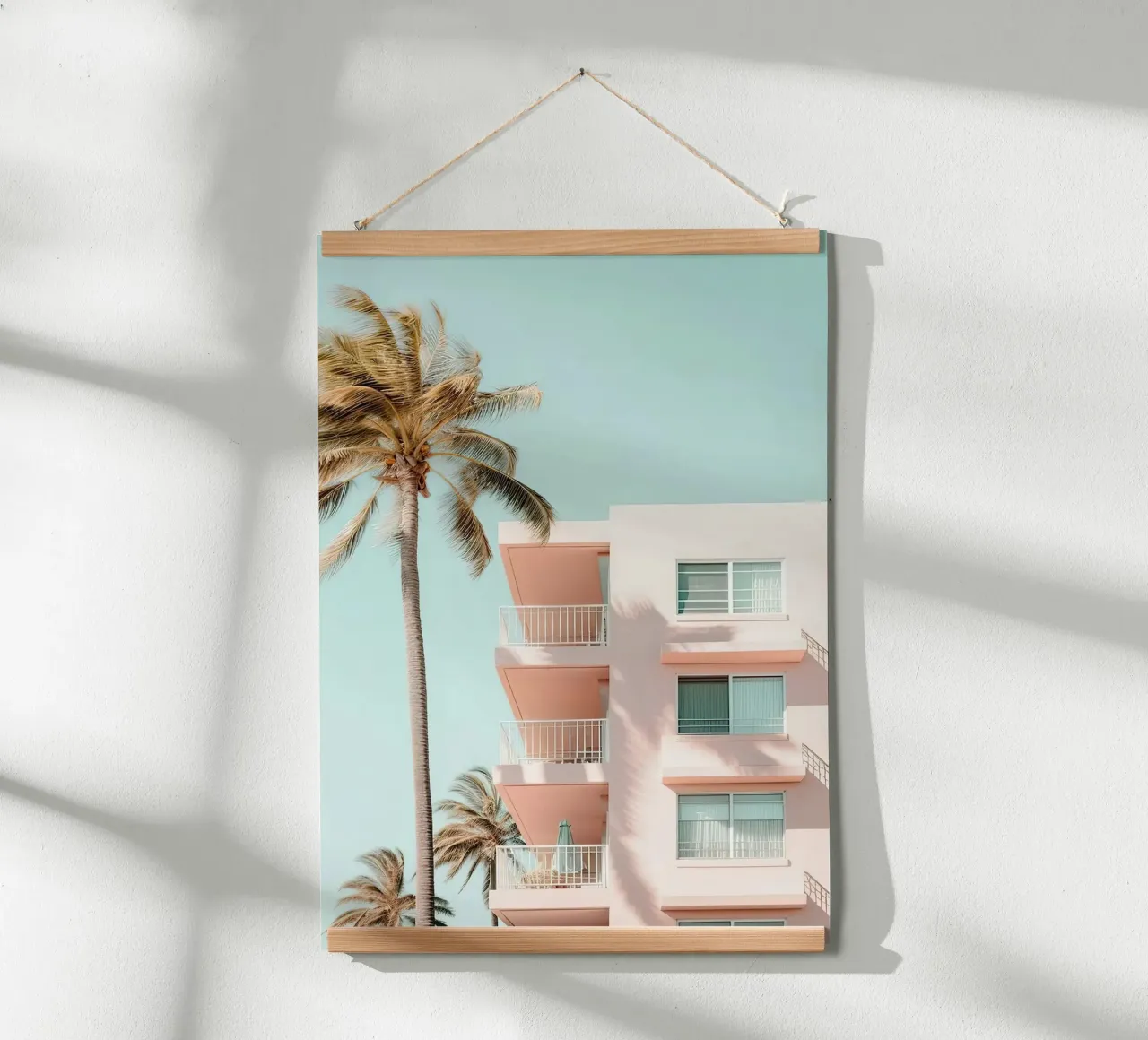 Pastel Pink Building With Palms Summer carta hahnemühle da Leonard Barreiro