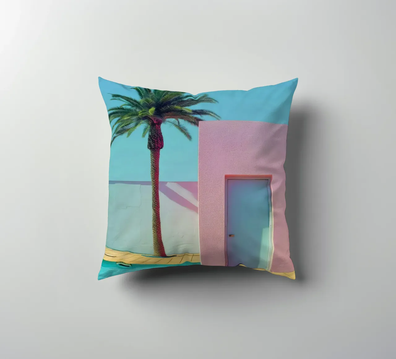 Pink House With Palm Tree cuscino da Leonard Barreiro