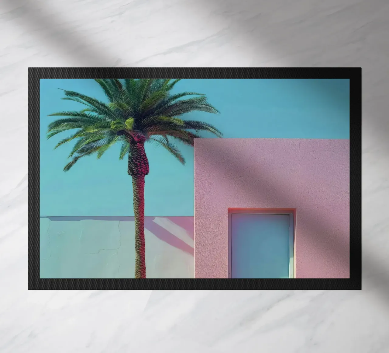 Pink House With Palm Tree zerbino da Leonard Barreiro
