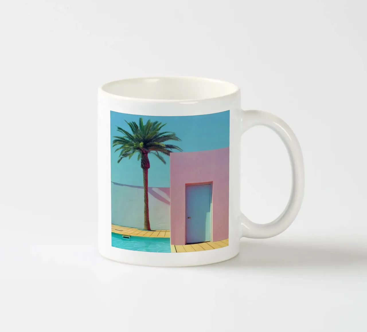 Pink House With Palm Tree tazza in ceramica da Leonard Barreiro