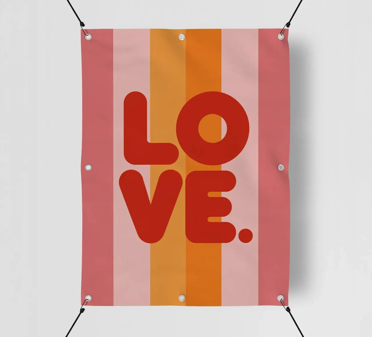 Poster d'amore rétro - Tipografia rossa su strisce colorate telo in pvc da logic