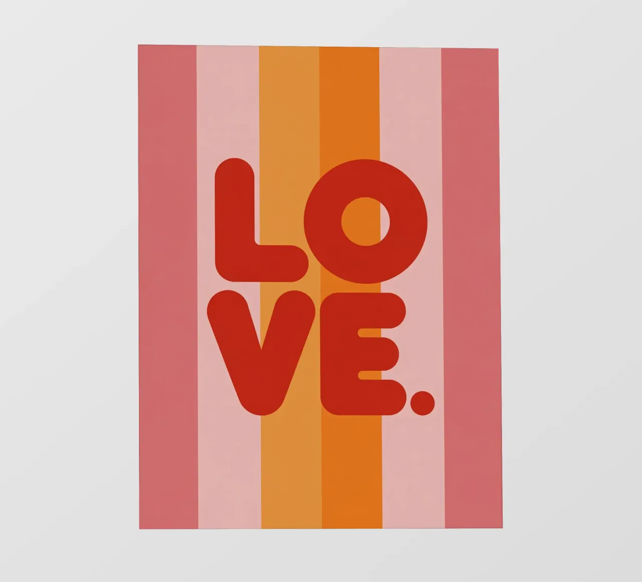 Poster d'amore rétro - Tipografia rossa su strisce colorate telo in pvc da logic