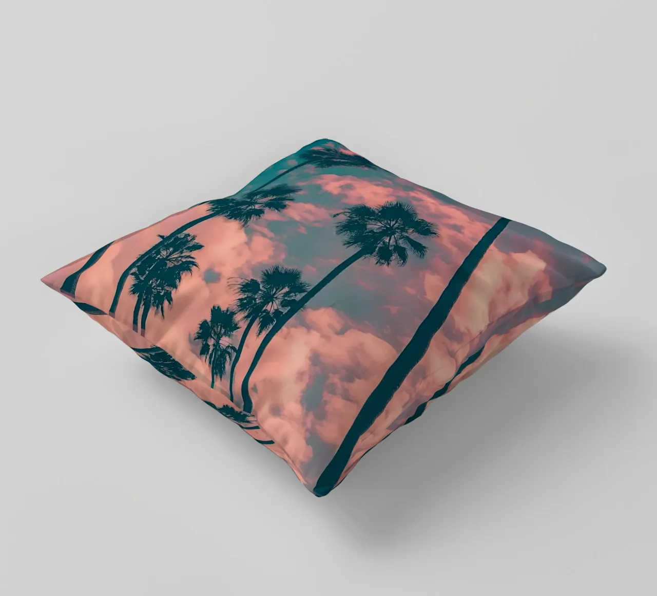 Pink Sky With Palm Trees cuscino da Leonard Barreiro