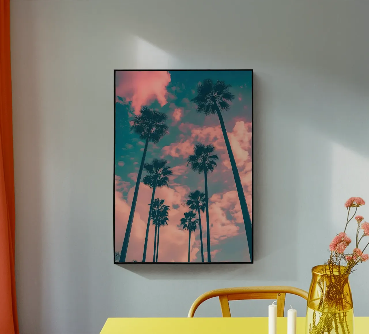 Pink Sky With Palm Trees plexiglass da Leonard Barreiro