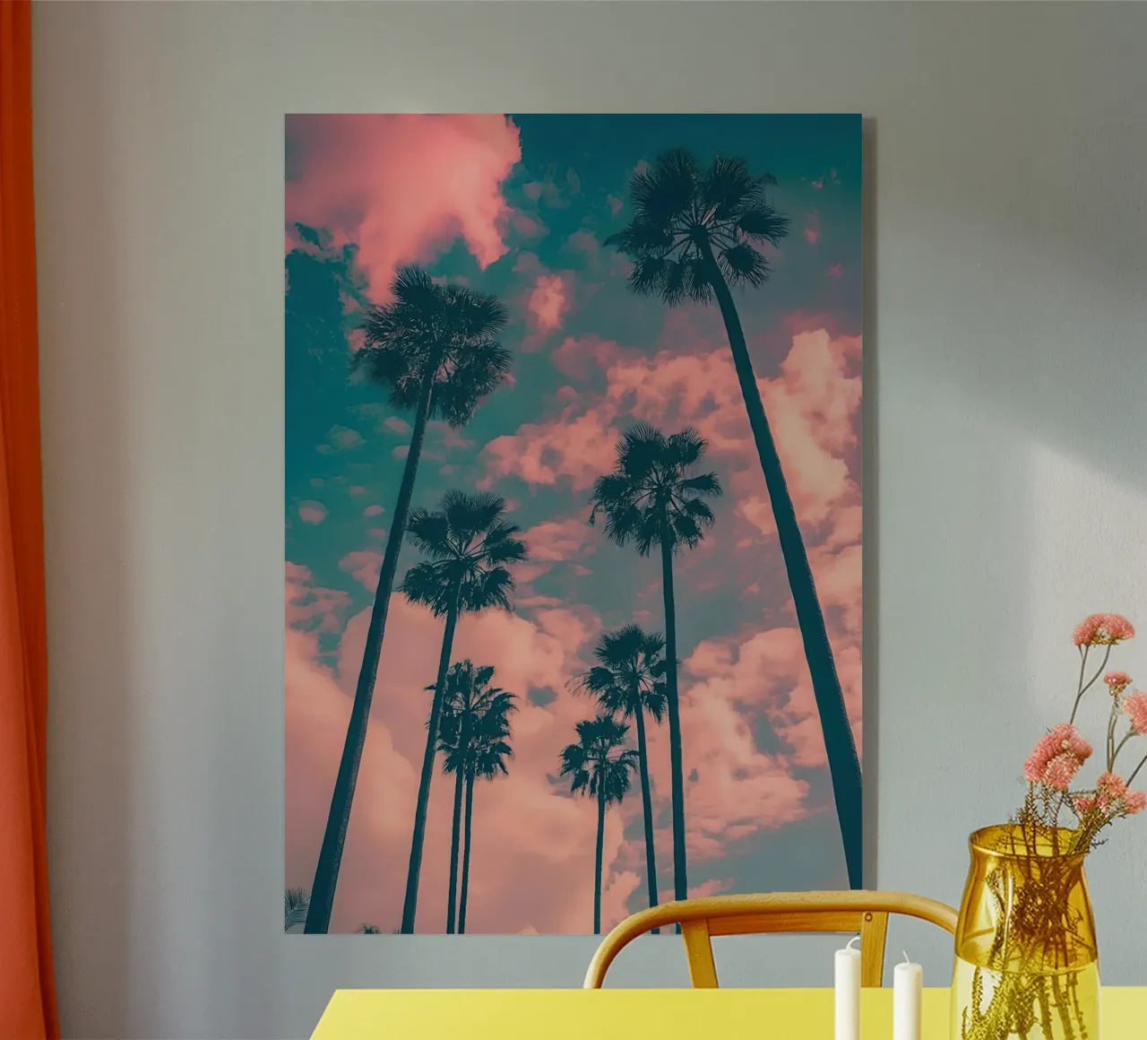Pink Sky With Palm Trees plexiglass da Leonard Barreiro