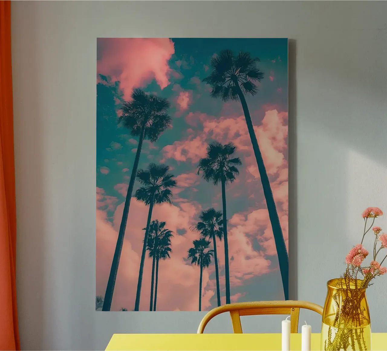 Pink Sky With Palm Trees tela da Leonard Barreiro