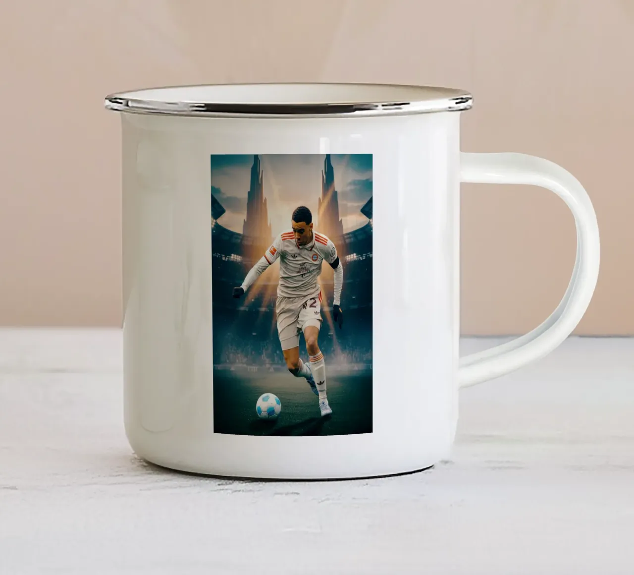 Jamal Musiala Bayern Monaco tazza in smalto da Lembayung art