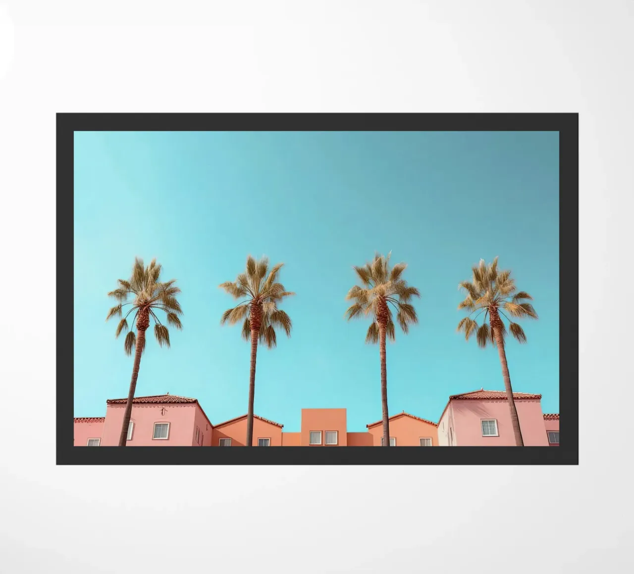 Row Of Pastel Color Houses And Palm Tree On The Beach Summer zerbino da Leonard Barreiro