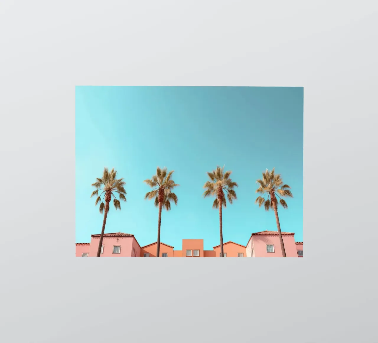 Row Of Pastel Color Houses And Palm Tree On The Beach Summer adesivo da Leonard Barreiro