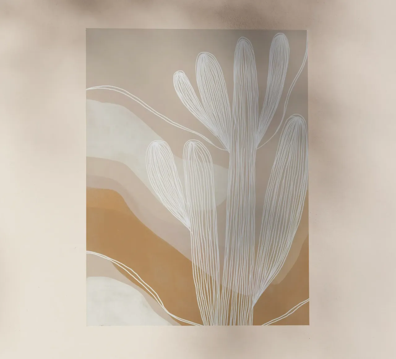Giardino di cactus Boho | Lineart in marrone e beige pellicola backlit da Autofocus
