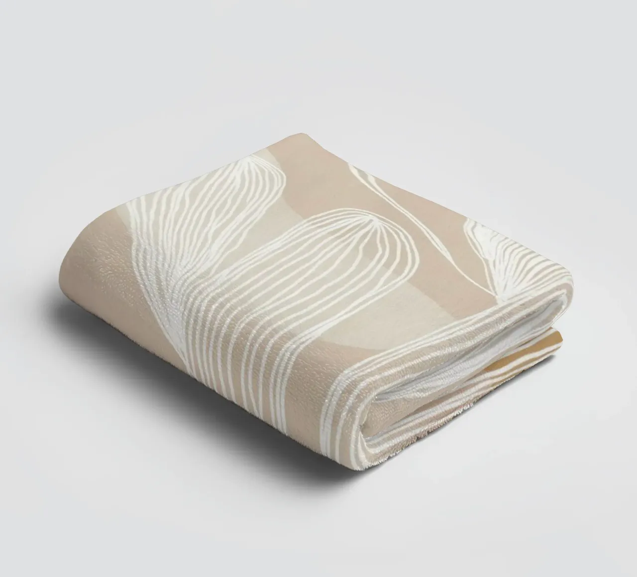 Boho cactustuin | Lineart in bruin en beige badhanddoek van Autofocus