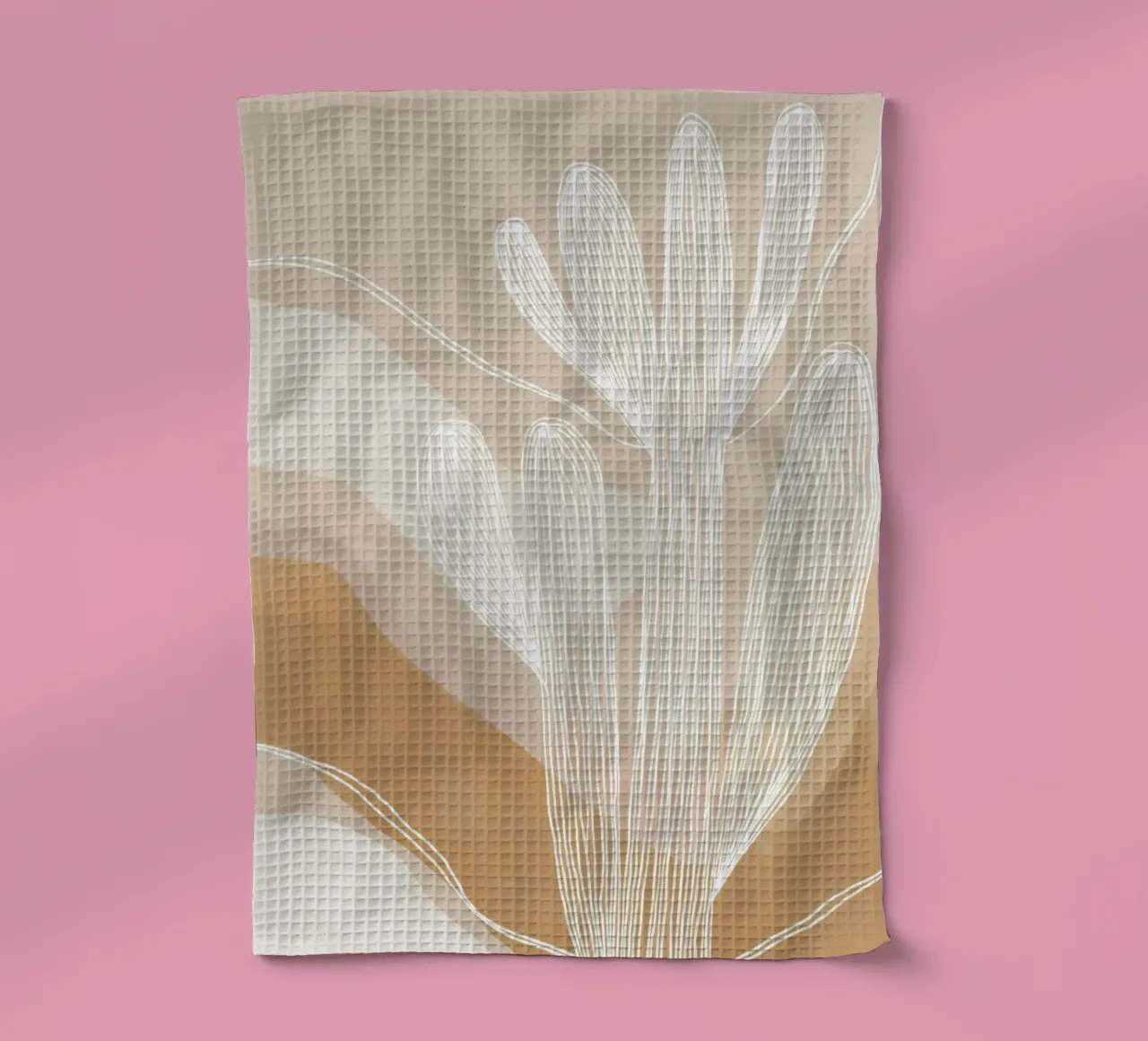 Giardino di cactus Boho | Lineart in marrone e beige canovaccio da cucina da Autofocus