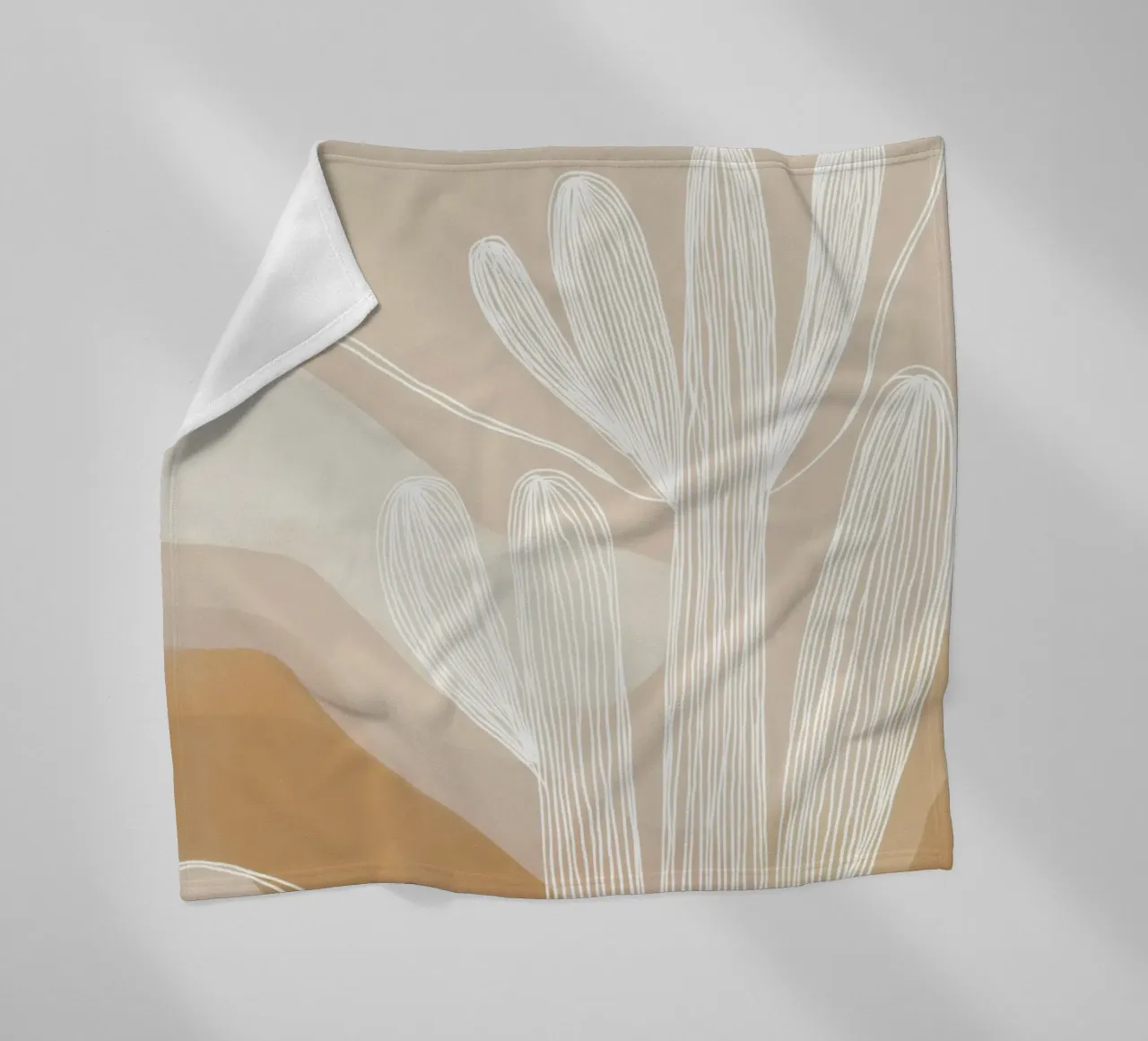 Giardino di cactus Boho | Lineart in marrone e beige coperta in pile da Autofocus