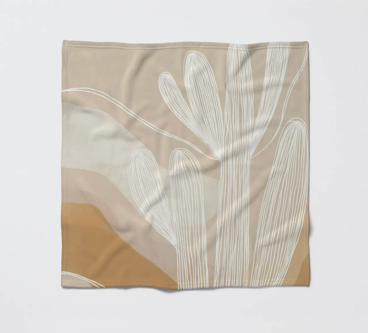 Giardino di cactus Boho | Lineart in marrone e beige coperta in pile da Autofocus